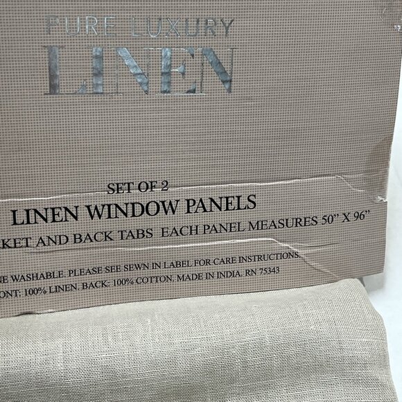 Pure Luxury Drapes Curtains Beige Natural Flax Linen Lined‎ Set Of 2 Panel 50x96 - Picture 8 of 12